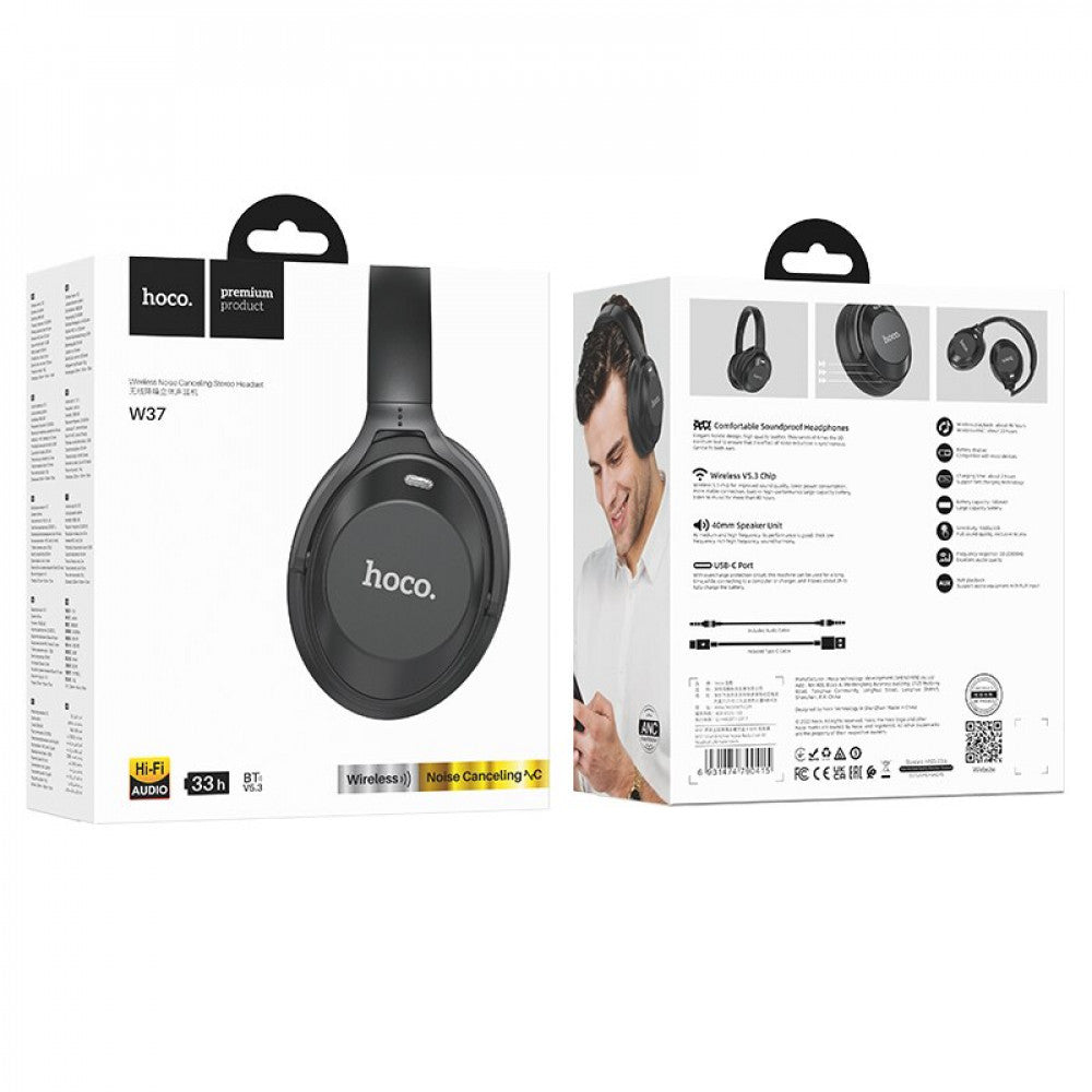 Навушники Bluetooth - Hoco W37 Sound Active Noise - Ultimate Black