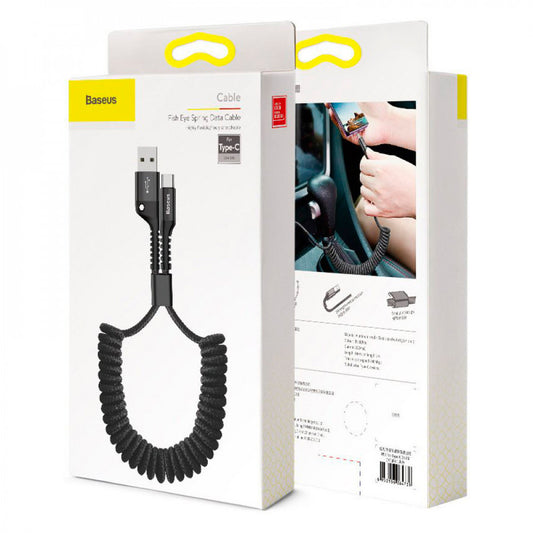 Кабель USB C 2A (1m) Baseus (CATSR-01) Fish-eye Spring Data Black