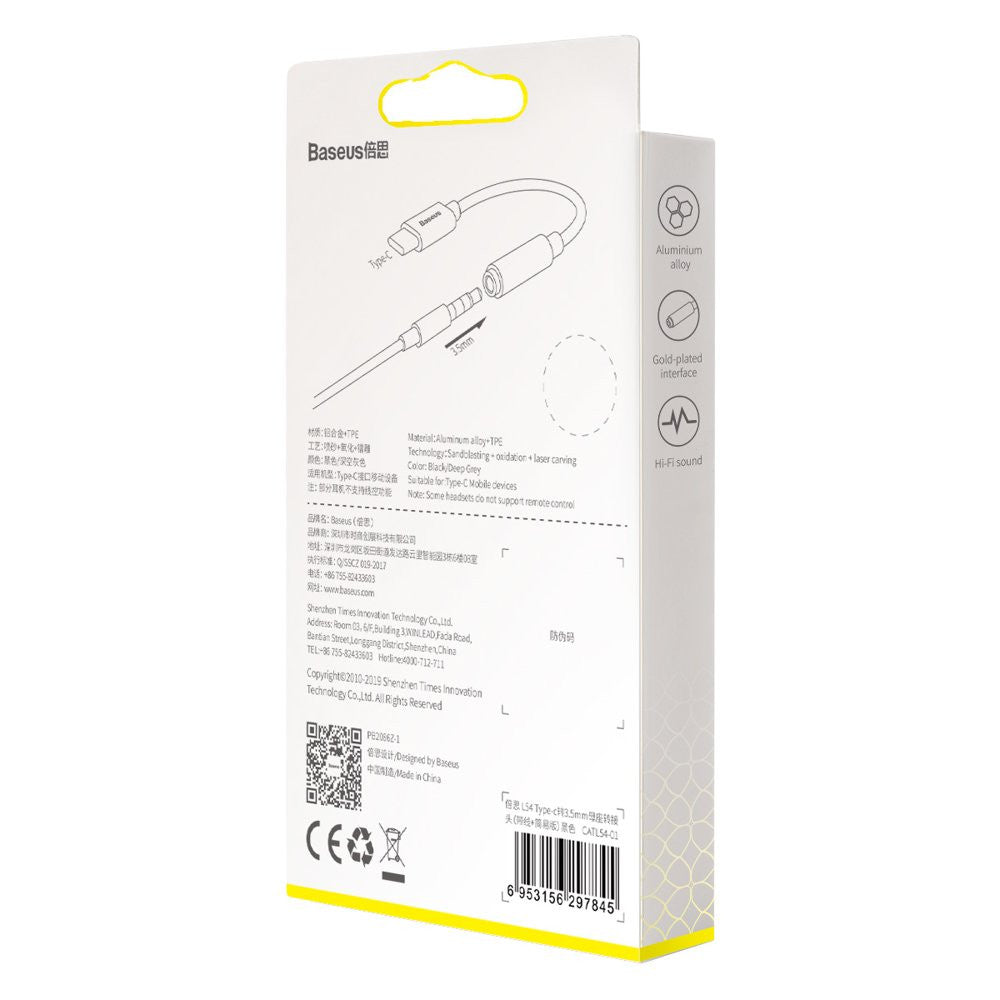 Adapter USB C To 3.5mm - Baseus (CATL54-01) L54 Black - CATL54-01 Black