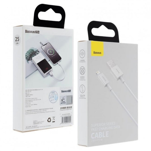 Кабель Lightning 2.4A (0.25m) — Baseus (CALYS-02) Superior Series — CALYS-02 White