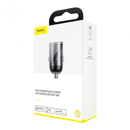 Car Charger | 30W | 1U - Baseus (VCHX-A0G) Tiny Star Mini Quick Charge USB Port Gray - VCHX-A0G Gray