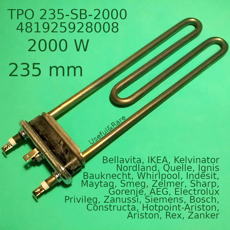 Тен 2000W Koolwen 481925928008 TPO 235-SB-2000 для пральної машини Siemens