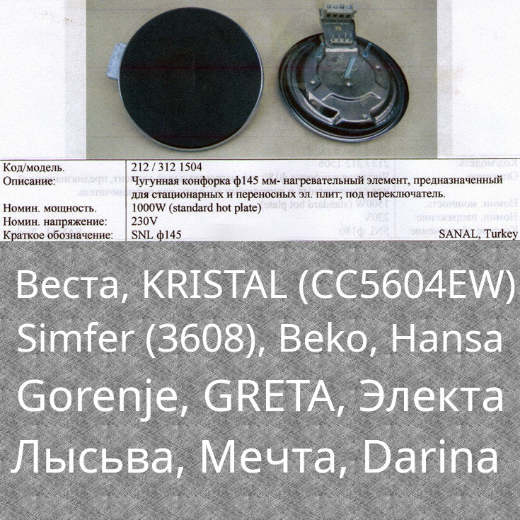 стандарт 1кВт ∅145 Турция