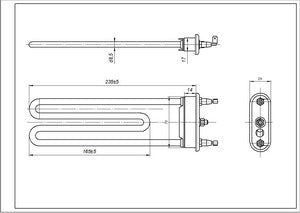 Тен для пральної машини TPD 240-SG-2050 Thermowatt L=240mm 2050W