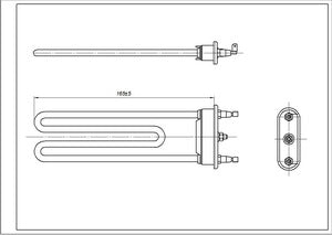 Тен для пральної машини Indesit/Ariston C00094715 TPO 165-SG-1700 Kawai L=165mm 1700W