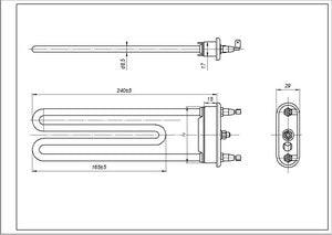 Тен 1463219202 TPO Thermowatt L245mm 1950W для пральної машини Zanussi