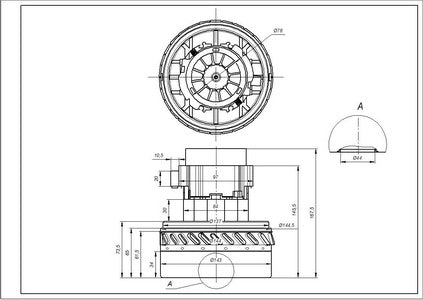 Двигун для мийного пилососа Samsung DJ31-00114A 061300447 Ametek D=143/78 mm H=73/168 mm 1600 W