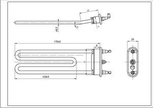 Тен для пральної машини Ariston C00087188 TZO 170-SG-1800 Thermowatt L=170mm 1800W