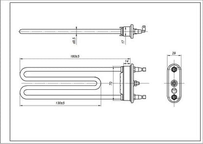 ТЕН (керамічний) для пральної машини Samsung DC47-00006M Kawai TPD 180-SG-1900 L=180 mm 190 W