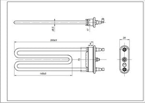 Тін для стиральної машини Bosch 00643463 TPO 200-SB-2000 Thermowatt L=200mm 2000W