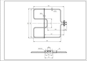 Тен нижній для духовки Ardo 524012200 1600W 230V B=345mm L=360mm