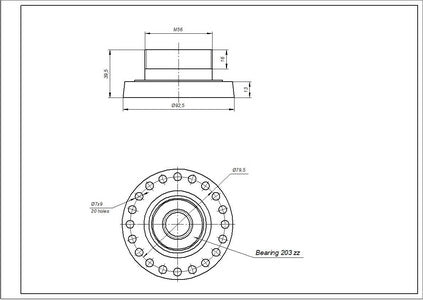 Блок підшипників для вертикальної пральної машини Electrolux COD.098 EBI (різьба права, з мастилом)