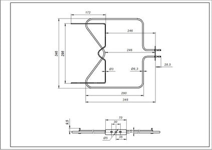 Тен нижній 1150W для духовки Whirlpool 481010375734