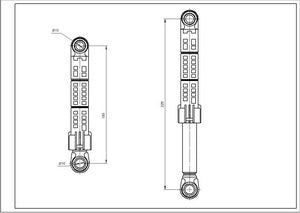 Амортизатор бака для пральних машин Samsung DC66-00343H 70N L=150-220mm D=10/13mm ANSA