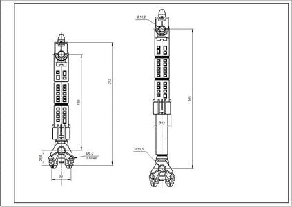 Амортизатор бака для пральної машини Whirlpool 481246648088 ANSA 120N L=170-265mm