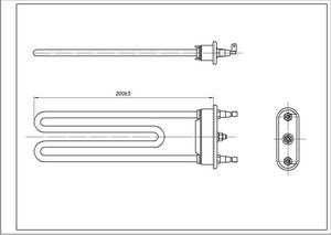 Тін для стиральної машини Bosch 00643463 TPO 200-SG-2000 Kawai L=200mm 2000W