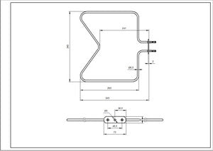Тен нижній 480121100591 1150W 230V B=350mm L=350mm для духовки Whirlpool