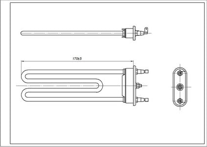 ТЕН для пральної машини Ariston SERBIA C00255452 TPO 170-SG-1700 Thermowatt L=170 mm 1700 W