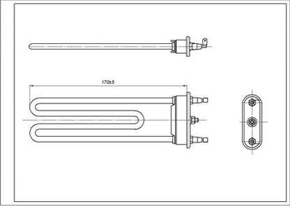 ТЕН для пральної машини Ariston SERBIA C00255452 TPO 170-SG-1700 Thermowatt L=170 mm 1700 W
