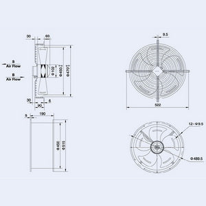 Осьовий вентилятор Weiguang YWF4D-450S-102/60-G 380V 1350rpm 4800 м3/год