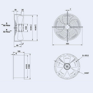 Осьовий вентилятор Weiguang YWF4E-300S-92/35-G 220V 1380rpm 1664 м3/год
