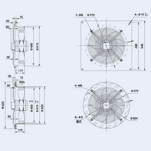 Осьовий вентилятор Weiguang YWF4E-400S-102/47-G 220V 1380rpm 2270 м3/рік