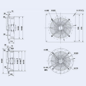 Осьовий вентилятор Weiguang YWF4E-450S-102/60-G 220V 1350rpm 4620 м3/год