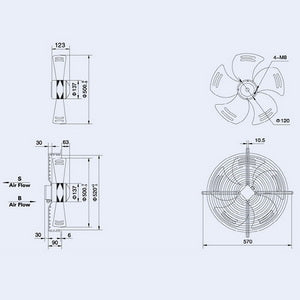 Осьовий вентилятор Weiguang YWF4E-500S-137/35-G 220V 1320rpm 6420 м3/год