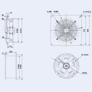 Осьовий вентилятор Weiguang YWF4E-500S-137/35-G 220V 1320rpm 6420 м3/год