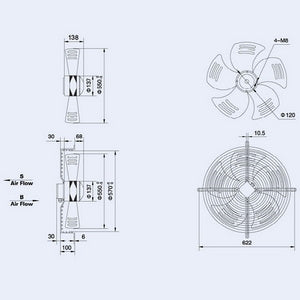 Осьовий вентилятор Weiguang YWF4D-550S-137/50-G 380V 1300rpm 8720 м3/час