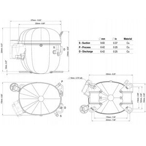 Компресор для холодильника EMBRACO ASPERA NT2192GK R404a 1053W (з пусковим реле CSIR)