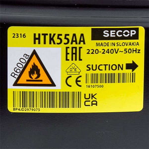 Компресор для холодильника SECOP (DANFOSS) HTK55AA R600a 93W (з пусковим реле ZHF0)