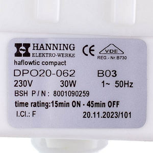 Помпа (насос) для пральної машини Bosch 00146083 Hanning (в зборі) 30 Вт DP020-062 (контакти спарені спереду)