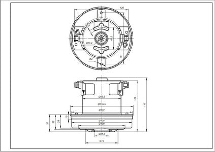 Двигун для пилососа KW41179VCM Koolwen D=130/84 mm H=29/109 mm 1800 W