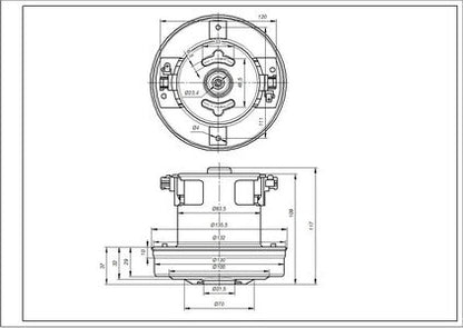 Двигун для пилососа KW41179VCM Koolwen D=130/84 mm H=29/109 mm 1800 W