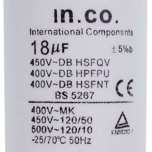 Mondo Пусковий конденсатор CBB60 для пральної машини 18uF 450V