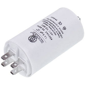 Пусковий конденсатор для пральної машини CBB60 Mondo 12.5uF 450V 40x70mm (під гайку, 4 клеми)