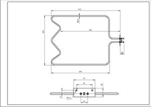 Тен нижній для духовки Beko 262900002 1300W 220V B=340mm L=405mm