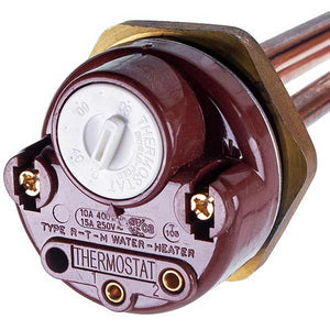 Тін для бойлера з термостатом 1500W (мідний) L=265mm фланець 54mm 1 трубка під датчик