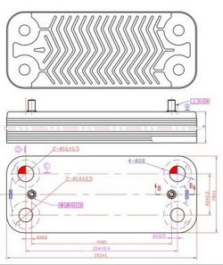 Теплообмінник пластинчастий (12 пластин) для газового котла Ariston/Shaffoteaux 65104333