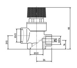 Запобіжний клапан 3 bar 1/2" + 1/4" (універсальний) для газового котла