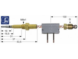 Термоелемент M9x1 термопара для газового крана, з контактами на термостат