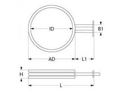 Тен універсальний нагрівач для духовки Modular, 1260Вт, 230В, фланець 100x22мм