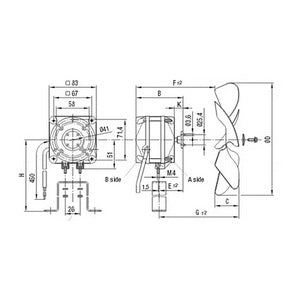Двигун вентилятора обдуву для льодогенератора Manitowoc 601736 EBM-PAPST M4Q045-BD01-05/S01 5W 230V