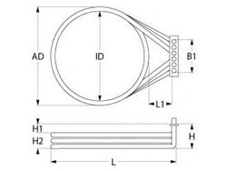Тен для пароконвектомата Bertos 418132 7350W 230V фланець 143x25mm