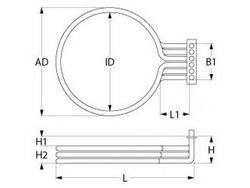 Тен для пароконвектомата Angelo-Po 418102 16400W 230V фланець 142x25mm