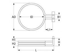Тен для конвекційної печі Garbin 420295 3300W 230V фланець 70x22mm