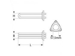 Тен бойлера для посудомиючої машини Comenda, Fagor, Electrolux, Lainox 6000Вт, 230В, фланець 57,5мм