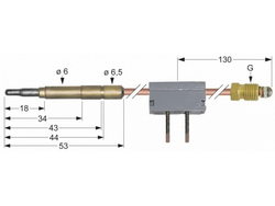 Термоелемент M9x1 термопара для газового крана, з контактами на термостат