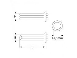 Тен бойлера для посудомоечной машины Kupperbusch, Meiko 415693 3000W 230V L=220 B=30mm
